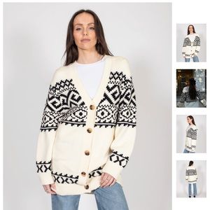 NWT Brunette the Label Oversized Fair Isle Knit Cardigan women sweater